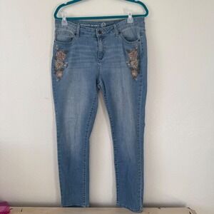 Style & Co. Light Blue Skinny Jeans with Floral Embroidery